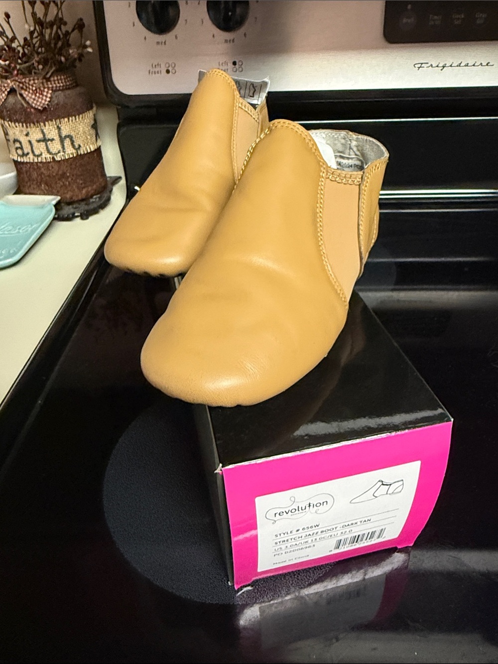 Revolution Kids Tan Leather Slip-On Jazz Boot